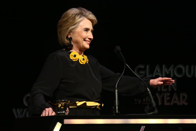 Hillary Clinton speaks onstage at the 2018 Glamour Women Of The Year Awards on November 12, 2018 in New York City.